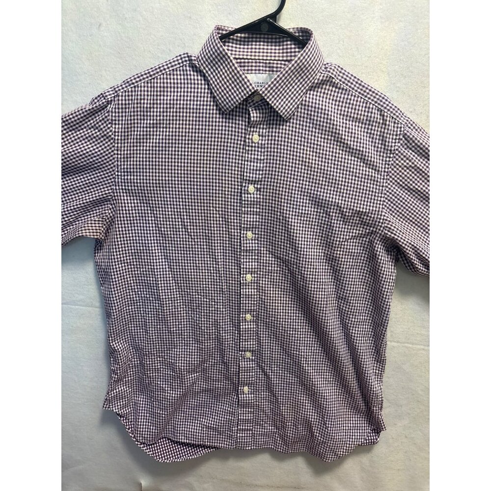 Charles Tyrwhitt Mens‎ Gingham Checkered Short Sleeve Shirt Size L